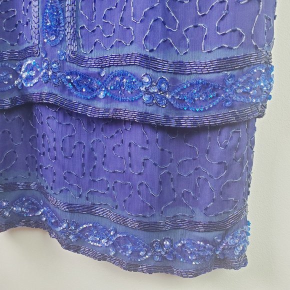 Vintage 1990's Stenay 100% Silk Fully Beaded Dress Sz 6 - Picture 6 of 7